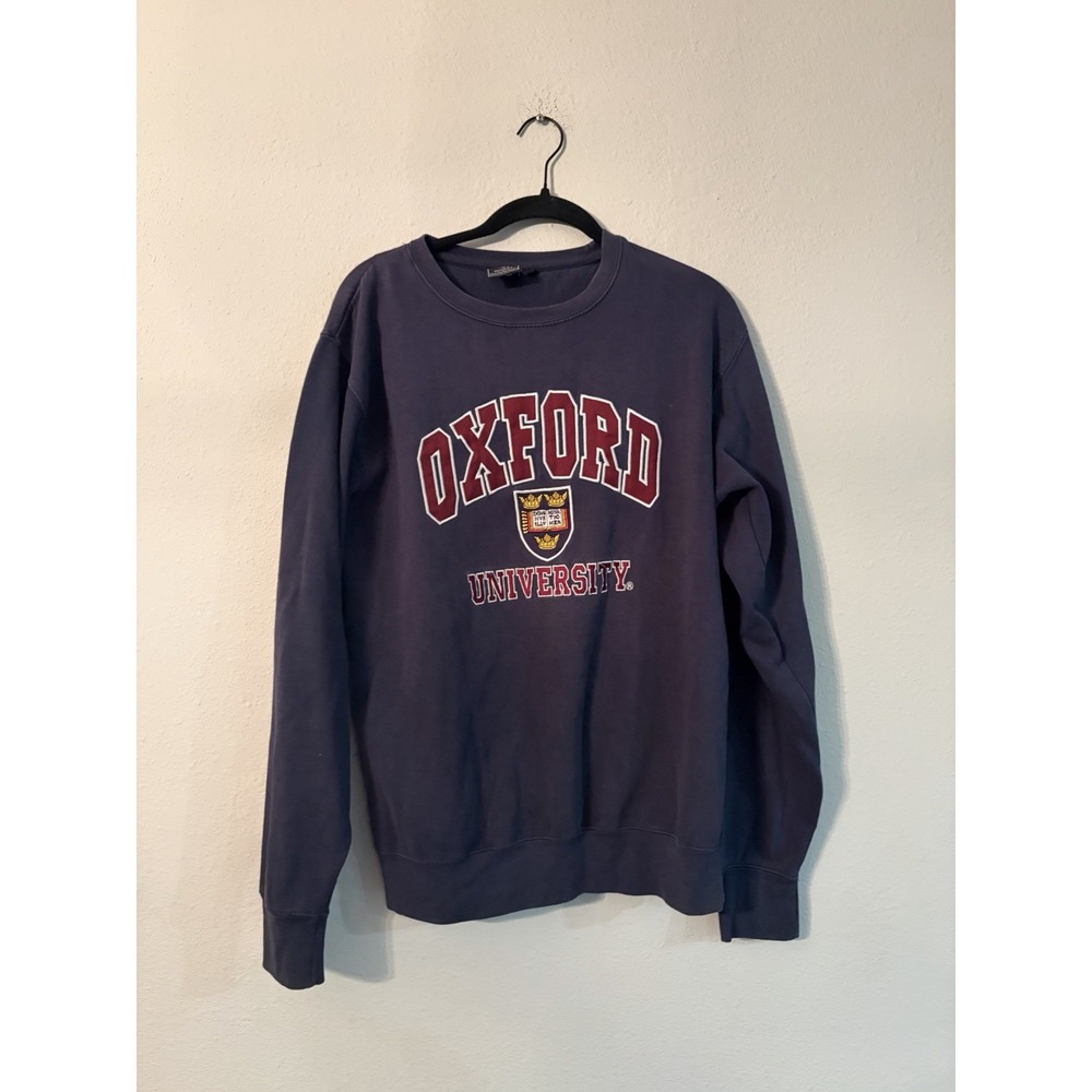 Oxford University Embroidered Crest Navy Blue Crewneck Sweatshirt Mens Large